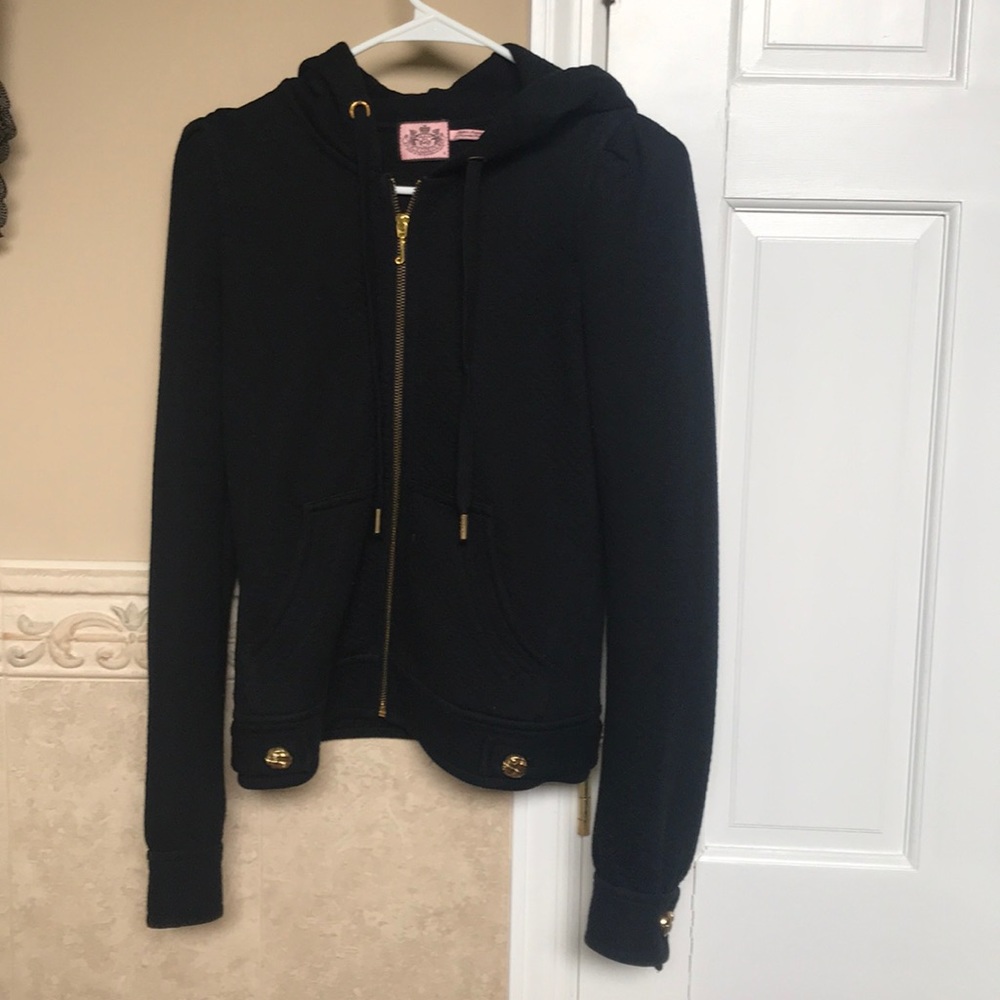 Black Juicy Zip up hoodie with gold buttons Size S